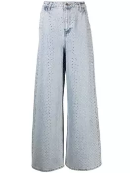 Self-Portrait прямые джинсы Rhinestone, синий