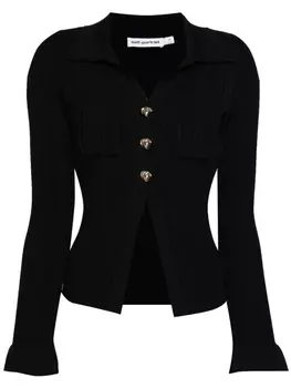 Self-Portrait рубашка поло в рубчик, черный