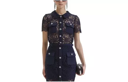 Self-portrait Рубашка женская темно-синего цвета