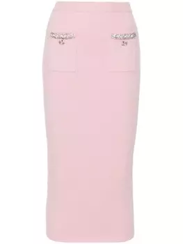 Self-Portrait трикотажная юбка миди, розовый
