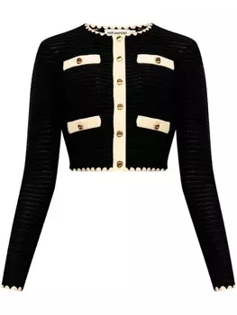 Self-Portrait укороченный кардиган крючком, синий