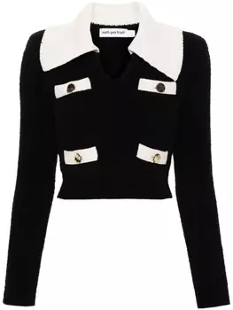 Self-Portrait укороченный свитер, черный