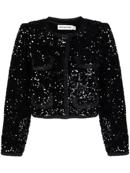Self-Portrait укороченный жакет с пайетками, черный