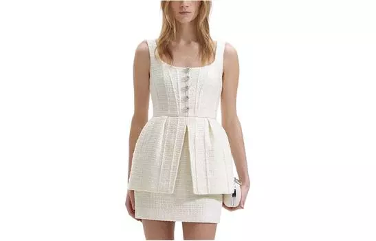 Self-portrait Женское платье без рукавов «Автопортрет» цвета слоновой кости