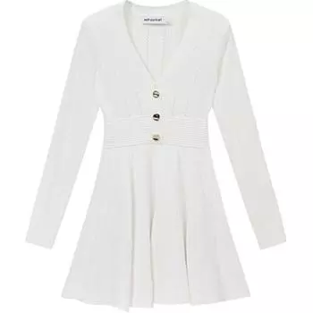 Self-portrait Женское платье с длинными рукавами, чисто белое, с автопортретом