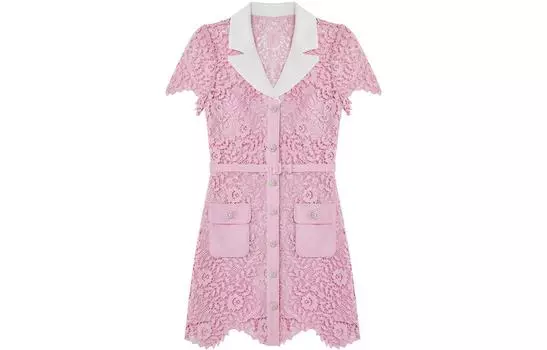 Self-portrait Женское платье с короткими рукавами, розовое, с автопортретом