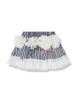 SELINIACTION KIDS мини-юбка в полоску с цветочной аппликацией