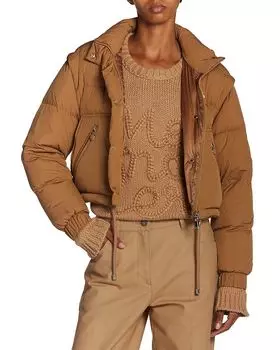 Селле Трансформируемая Пуховая Куртка Moncler, коричневый/бежевый