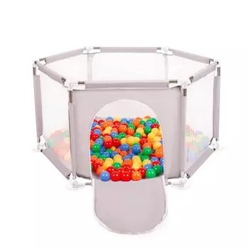 Selonis Складной шестигранник KS-100X с шариками 6см серый:желто-зеленый-сине-красный-оранжевый 63х64/200 шариков