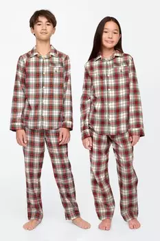 Семейная детская рождественская фланелевая пижама с длинными рукавами (4 13 лет) Gap, красный