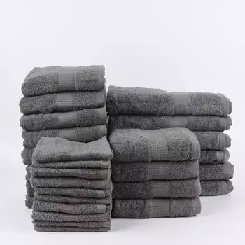 Семейный комплект из 28 предметов, качественная махровая ткань, 100% хлопок, 500 г/м, однотонный, синий цвет. Orotex, красный