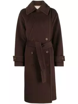 Semicouture длинное пальто с широкими лацканами, коричневый