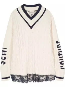 Semicouture джемпер с жаккардовым логотипом, белый