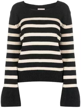 Semicouture полосатый джемпер с вырезом-лодочкой, серый