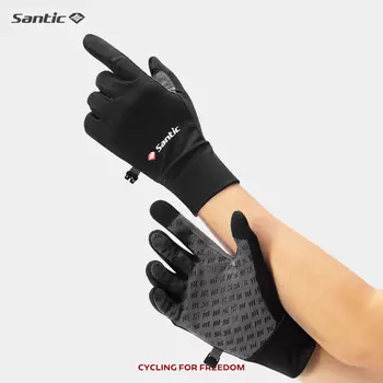 Sendike унисекс, осенние и зимние высокоэластичные флисовые велосипедные перчатки с длинными пальцами, велосипедные перчатки [Duolun, второй сезон] черный M Santic