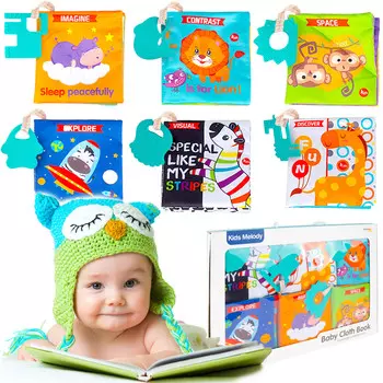 Сенсорные прорезыватели «Книги» из мягкого материала, 6 шт. MalPlay