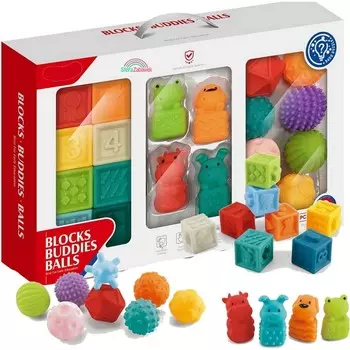 Сенсорные шарики и резиновые блоки для набора коррекционной реабилитации Sferazabawek