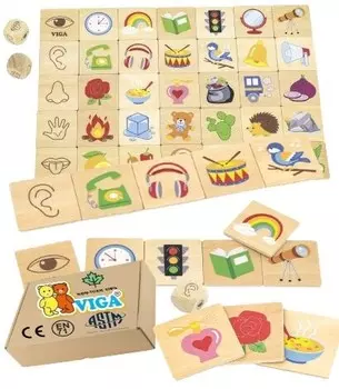 Сенсорный пазл ОТКРОЙТЕ ЧУВСТВА Игрушки Монтессори Viga 3+ Учебные пособия Монтессори PakaNiemowlaka