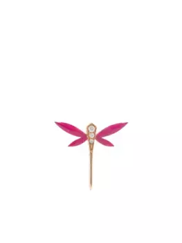 Серьга-гвоздик Dragonfly из желтого золота с бриллиантами Anapsara, белый