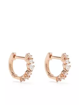 Серьга-хагги из розового золота с бриллиантом Ef Collection, розовый