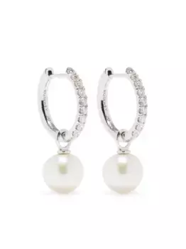 Серьга из белого золота с бриллиантами и жемчугом ROSEKEY, серебяный