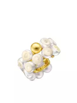 Серьга-кафф M/G Sliced Sphere из желтого золота с жемчугом TASAKI, золотой