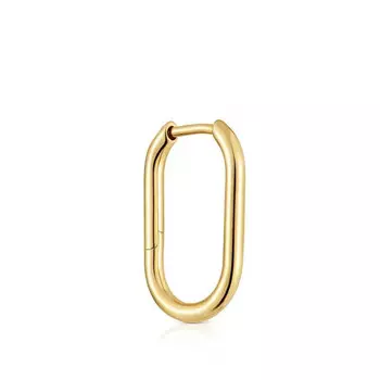Серьга-кольцо Tous Basics Single Oval, 17 мм, серебро с 18-каратным золотым покрытием