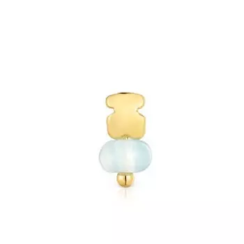 Серьга одиночная Tous Balloon Bear, золото/халцедон