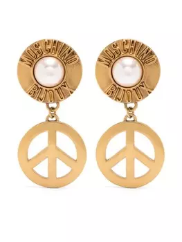 Серьга-подвеска в виде знака мира Moschino, золотой