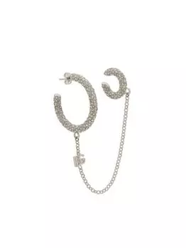 Серьга с кристаллами и логотипом Dolce & Gabbana, серебряный