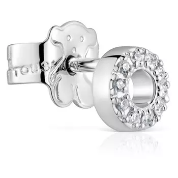 Серьга Tous Small Circle Single With Diamonds TOUS Grain, белое золото