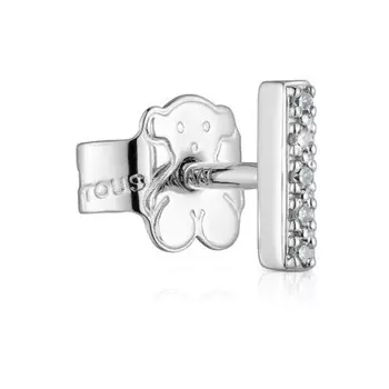 Серьга Tous Small Strip Single With Diamonds TOUS Grain, белое золото