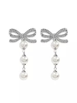 Серьги-бантики с ярусами Self-Portrait, белый