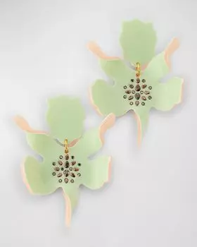 Серьги «Бумажная лилия» с кристаллами-паве Lele Sadoughi, цвет Kiwi Sparkle