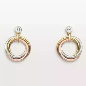 Серьги Cartier Trinity, белое золото/розовое золото/желтое золото/бриллианты