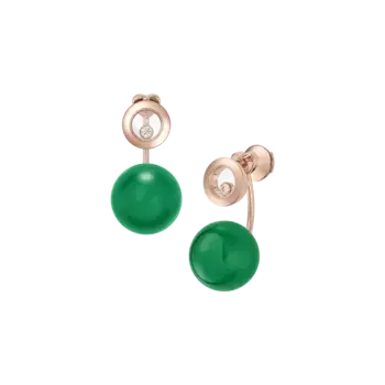 Серьги Chopard Happy Diamonds Planet - Серьги, розовое золото, бриллианты, зеленый агат