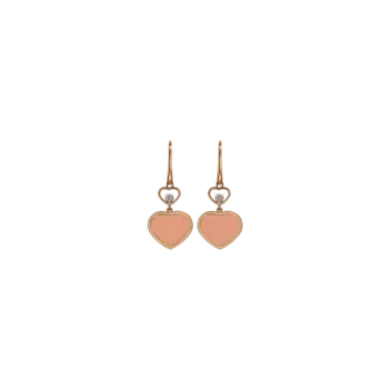 Серьги Chopard Happy hearts из розового золота с бриллиантами и розовыми камнями