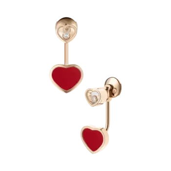 Серьги Chopard Happy Hearts - Серьги, розовое золото, бриллианты, красный камень