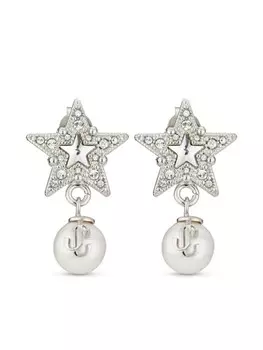 Серьги Crystal Star с тисненым логотипом Jimmy Choo, серебряный