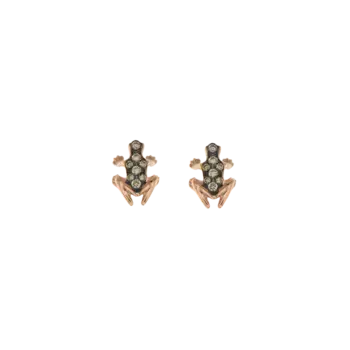 Серьги Dada Arrigoni Happy frog loose из розового золота и коричневых бриллиантов