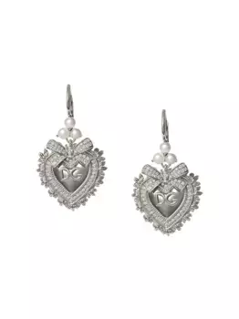Серьги Devotion из белого золота с бриллиантами и жемчугом DOLCE & GABBANA, серебяный