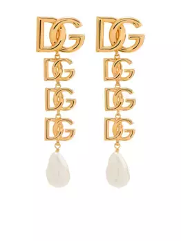 Серьги DG Logo с декоративным жемчугом DOLCE & GABBANA, золотой