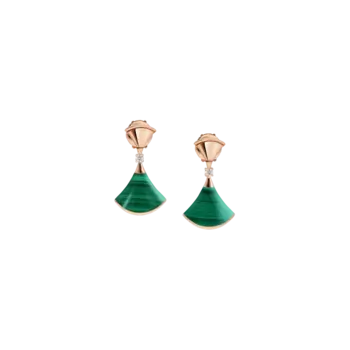 Серьги divas' dream из розового золота с элементами малахита и бриллиантов Bulgari