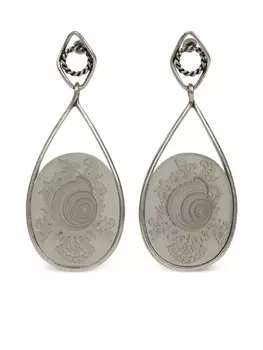 Серьги ETRO с камеями-ракушками, серебряный