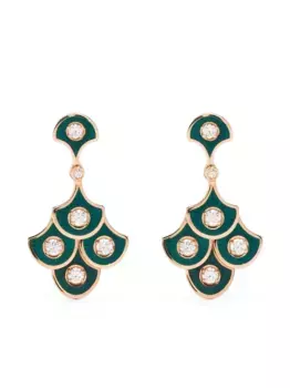 Серьги Fish For Love из розового золота с бриллиантами Selim Mouzannar, зеленый