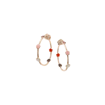 Серьги Flower Daughter из розового золота с розовым халцедоном, красным гранатом, лунным камнем, дымчатым кварцем, сердоликом, белыми и шампанскими бриллиантами Pasquale Bruni