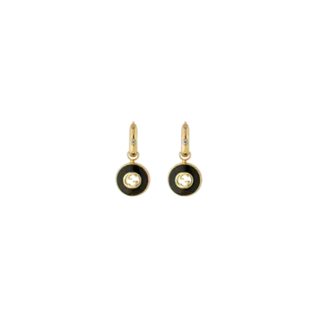 Серьги Gucci Interlocking из желтого золота с ониксом