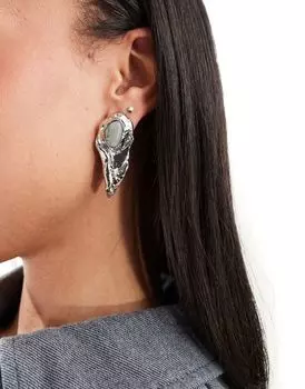 Серьги-гвоздики ASOS, ограниченная серия из серебра с литыми полудрагоценными камнями