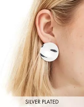 Серьги-гвоздики ASOS в форме круга с абстрактным покрытием и серебром