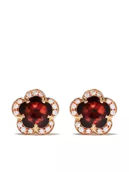 Серьги-гвоздики Figlia dei Fiori из розового золота с бриллиантами и гранатами PASQUALE BRUNI, розовый
